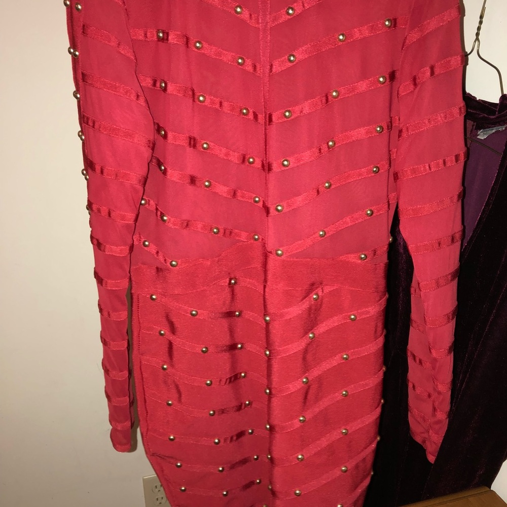Plus Red Studded Bandage Dress - Worn Once